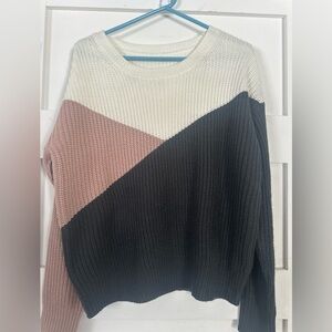 Colorblock Women's Sweater - Cream, Pink, and Black